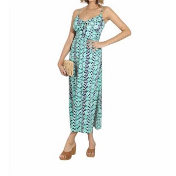 NEW VERONICA M barbados maxi dress with slit in mint - Picture 2 of 4